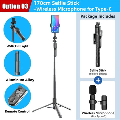 Bastão de Selfie Profissional com Tripé e Disparador Bluetooth – Até 1,8 metros!